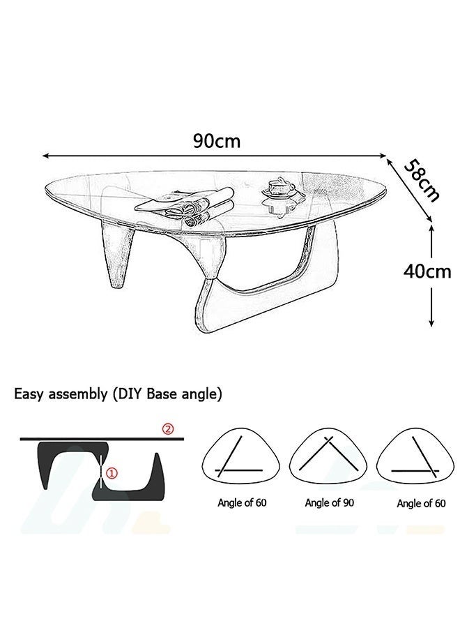 WALALLA Sculptural Statement Piece: Mid-Century Modern Oval Coffee Table, Abstract Solid Wood Design in Walnut for Living Room (90x58x40cm) - Image 2